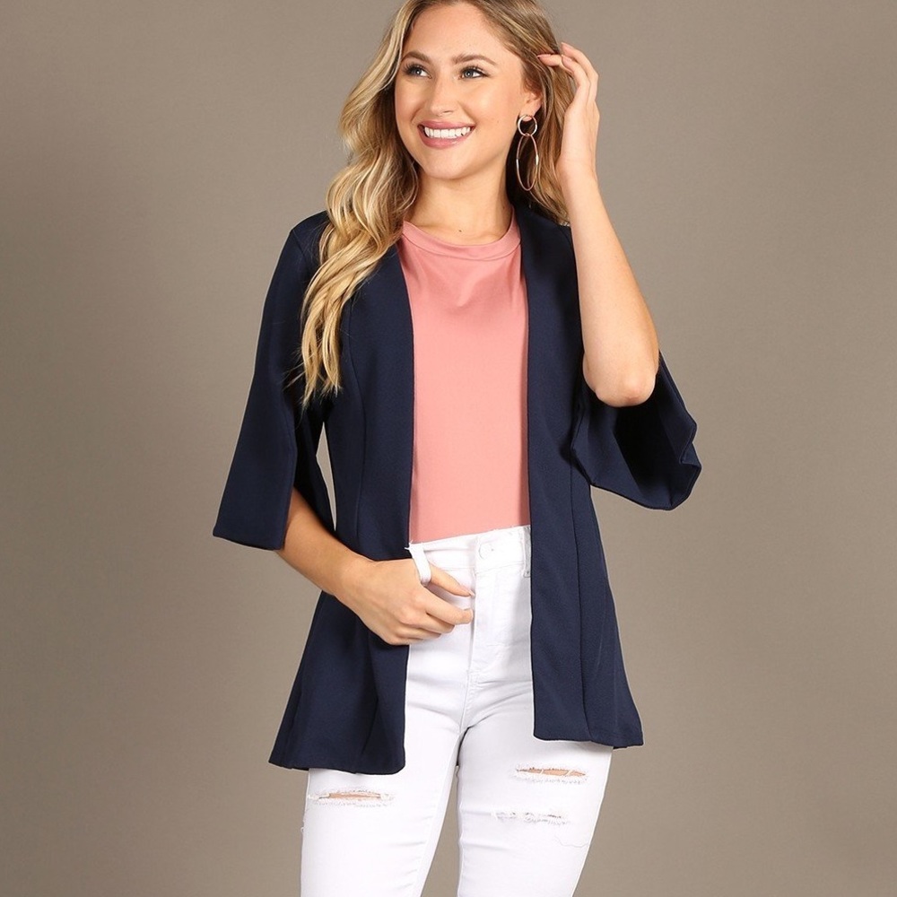 Navy Blue Short Sleeve Open Cardigan NWT